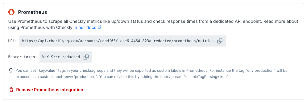 Prometheus integration step 2